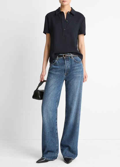 VINCE Everyday - Crepe Polo Shirt in Short Sleeve