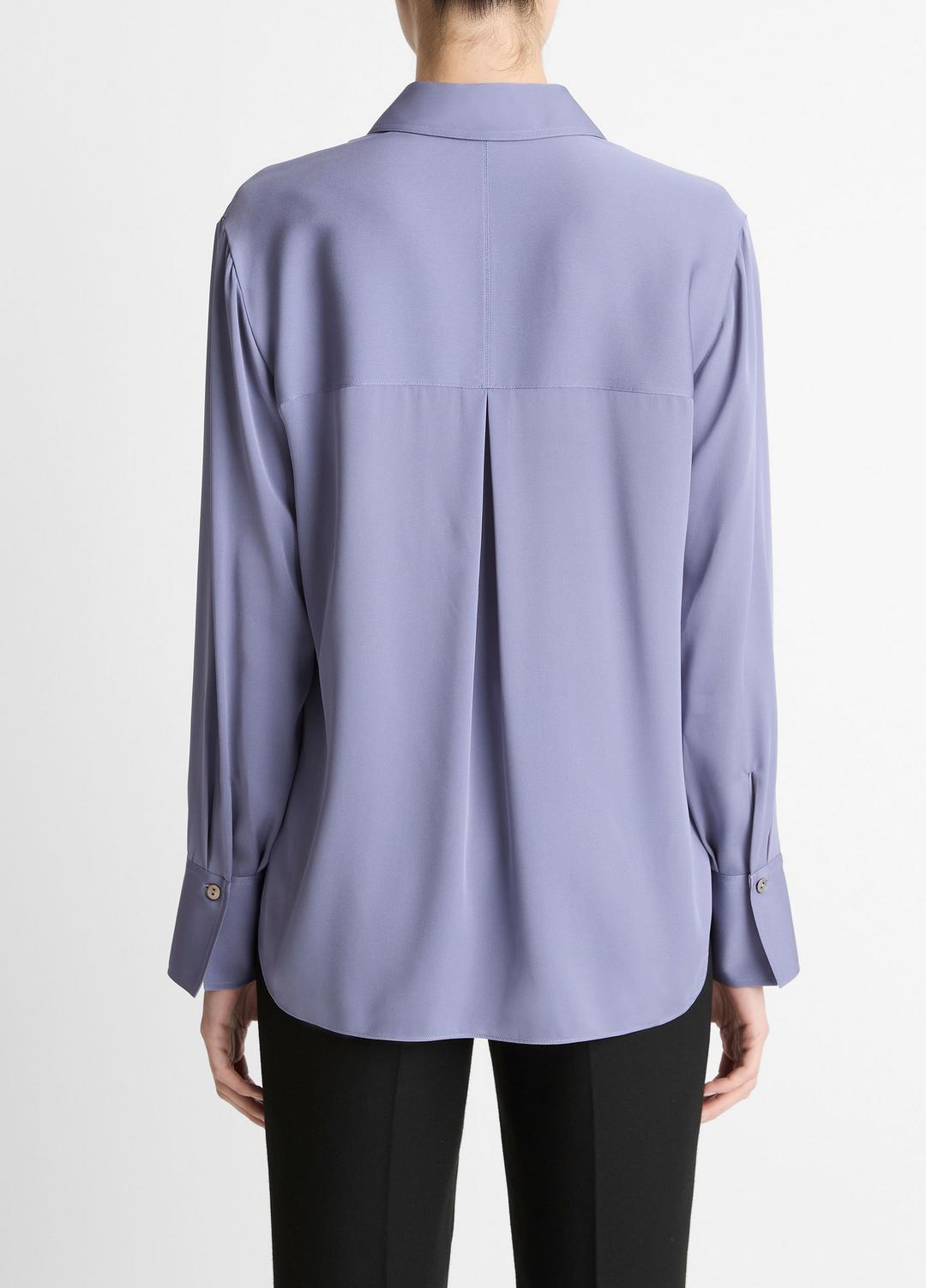 VINCE New - Stretch-Silk Button-Front Blouse in Long Sleeve