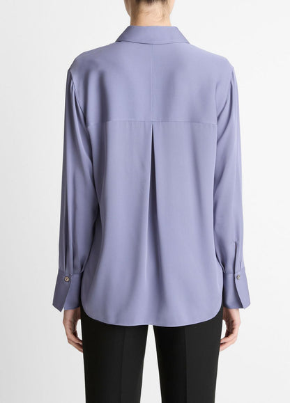 VINCE New - Stretch-Silk Button-Front Blouse in Long Sleeve