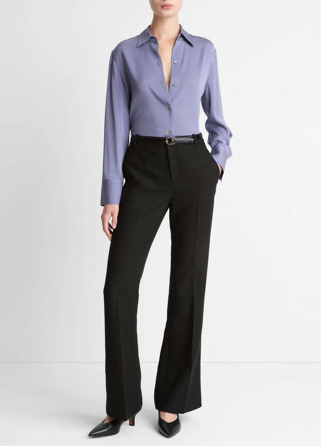 VINCE New - Stretch-Silk Button-Front Blouse in Long Sleeve