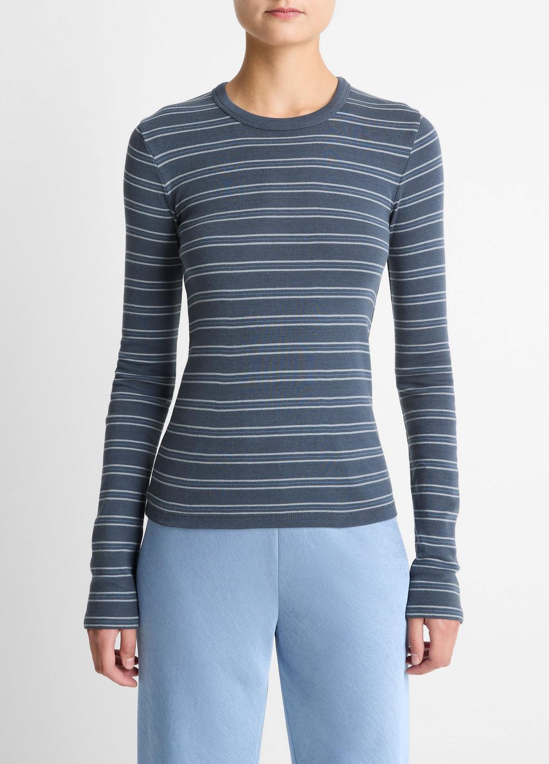VINCE Featured - Striped Pima Cotton-Blend Long-Sleeve T-Shirt in Long Sleeve