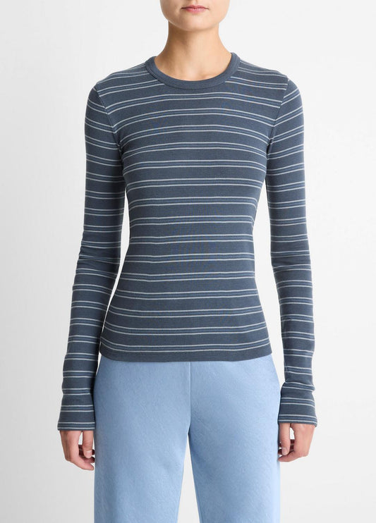 VINCE Featured - Striped Pima Cotton-Blend Long-Sleeve T-Shirt in Long Sleeve