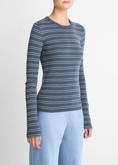 VINCE Featured - Striped Pima Cotton-Blend Long-Sleeve T-Shirt in Long Sleeve