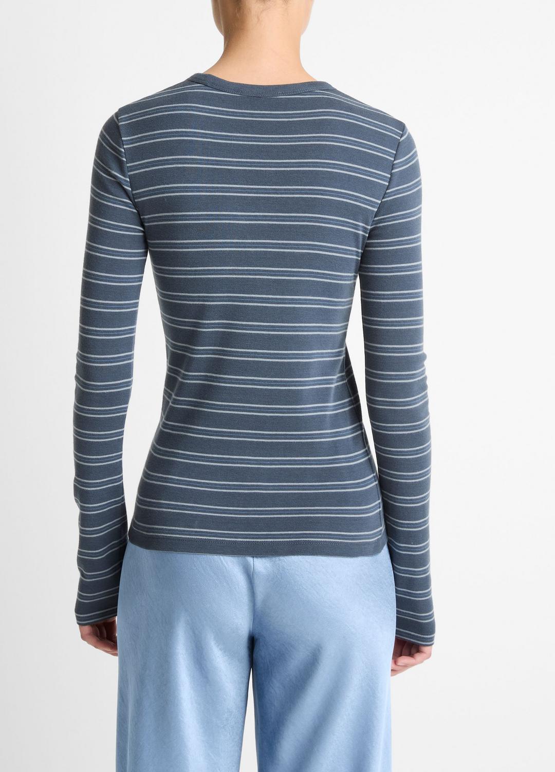VINCE Featured - Striped Pima Cotton-Blend Long-Sleeve T-Shirt in Long Sleeve