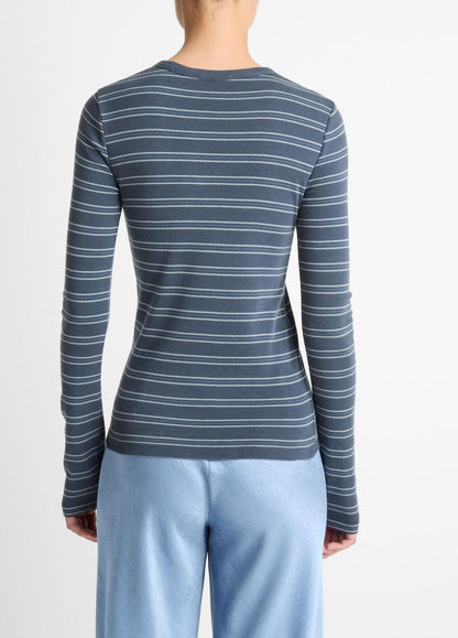 VINCE Featured - Striped Pima Cotton-Blend Long-Sleeve T-Shirt in Long Sleeve