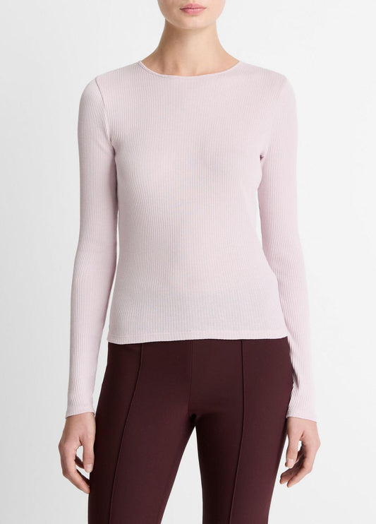 VINCE Best Seller - Ribbed Pima Cotton Long-Sleeve T-Shirt in Long Sleeve