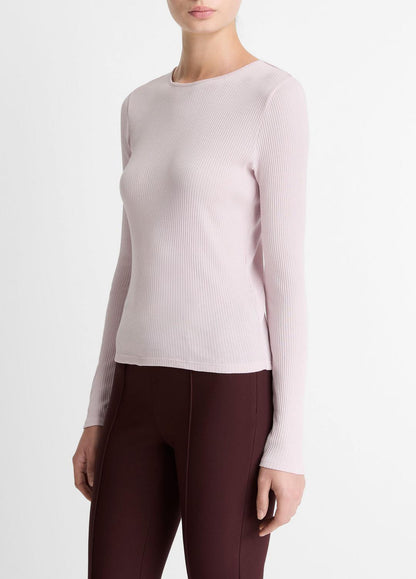 VINCE Best Seller - Ribbed Pima Cotton Long-Sleeve T-Shirt in Long Sleeve