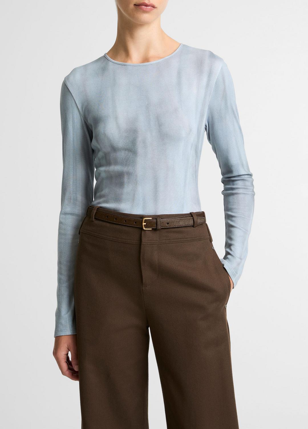 VINCE Featured - Washed Ombré Pima Cotton-Blend Long-Sleeve T-Shirt in Long Sleeve