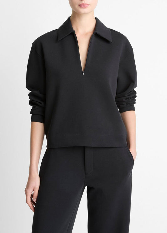 VINCE Latest - Cotton-Blend Half-Zip Pullover in Long Sleeve