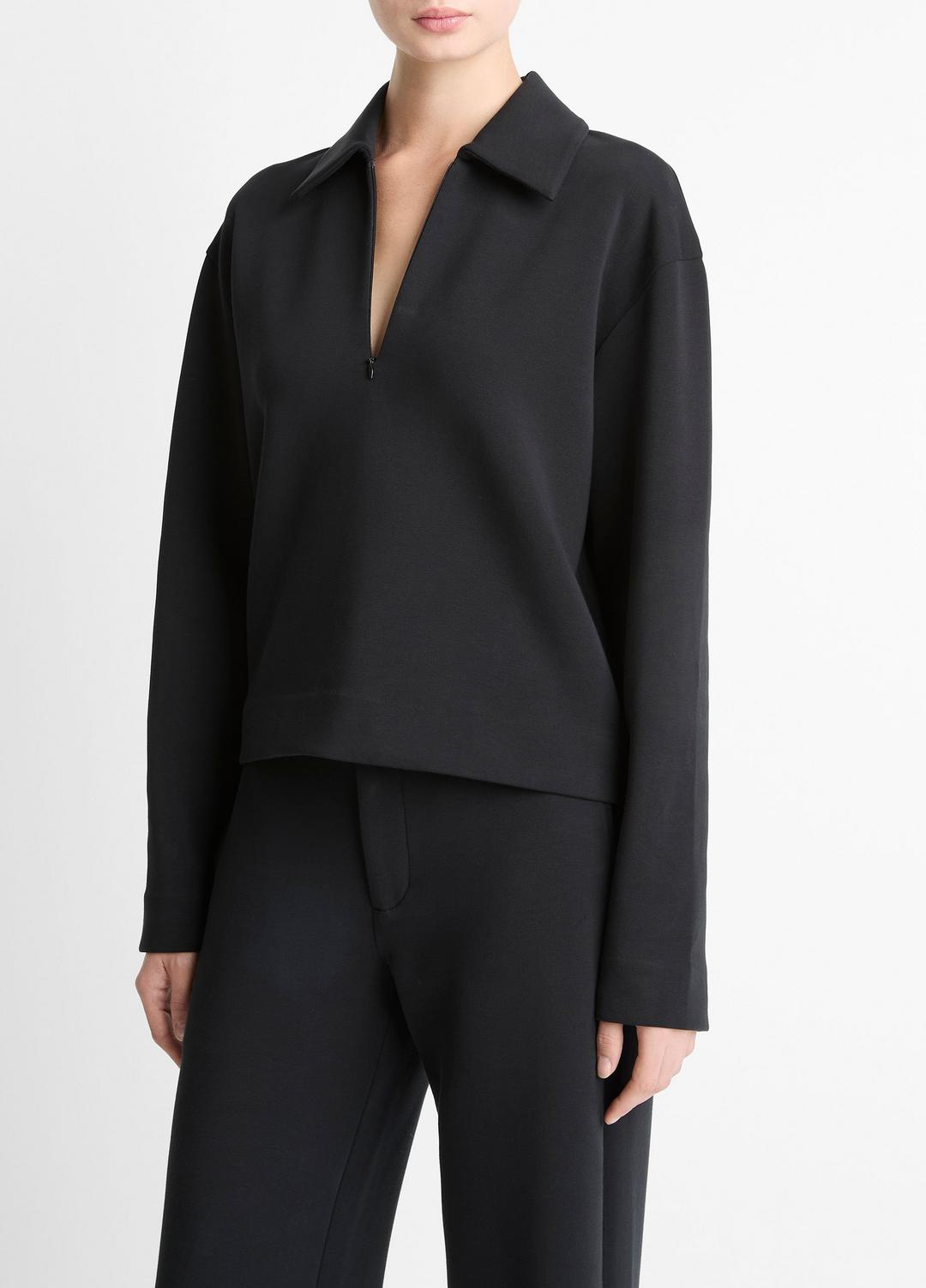 VINCE Latest - Cotton-Blend Half-Zip Pullover in Long Sleeve