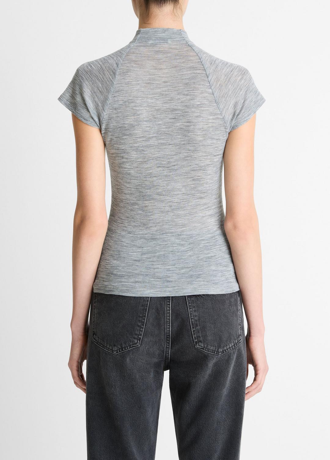 VINCE Value - Wool Raglan Cap-Sleeve Mock-Neck Top in Short Sleeve