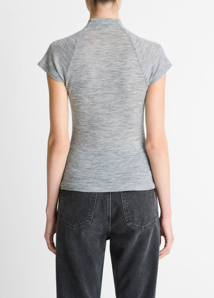 VINCE Value - Wool Raglan Cap-Sleeve Mock-Neck Top in Short Sleeve