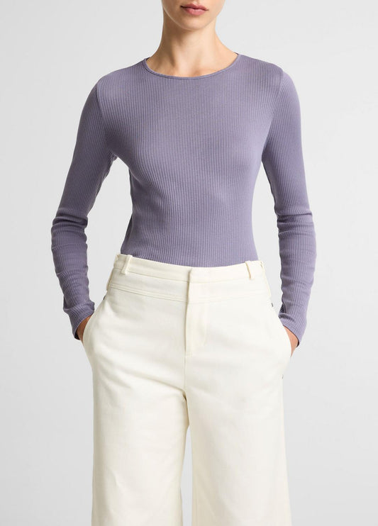 VINCE Latest - Ribbed Pima Cotton Long-Sleeve T-Shirt in Long Sleeve