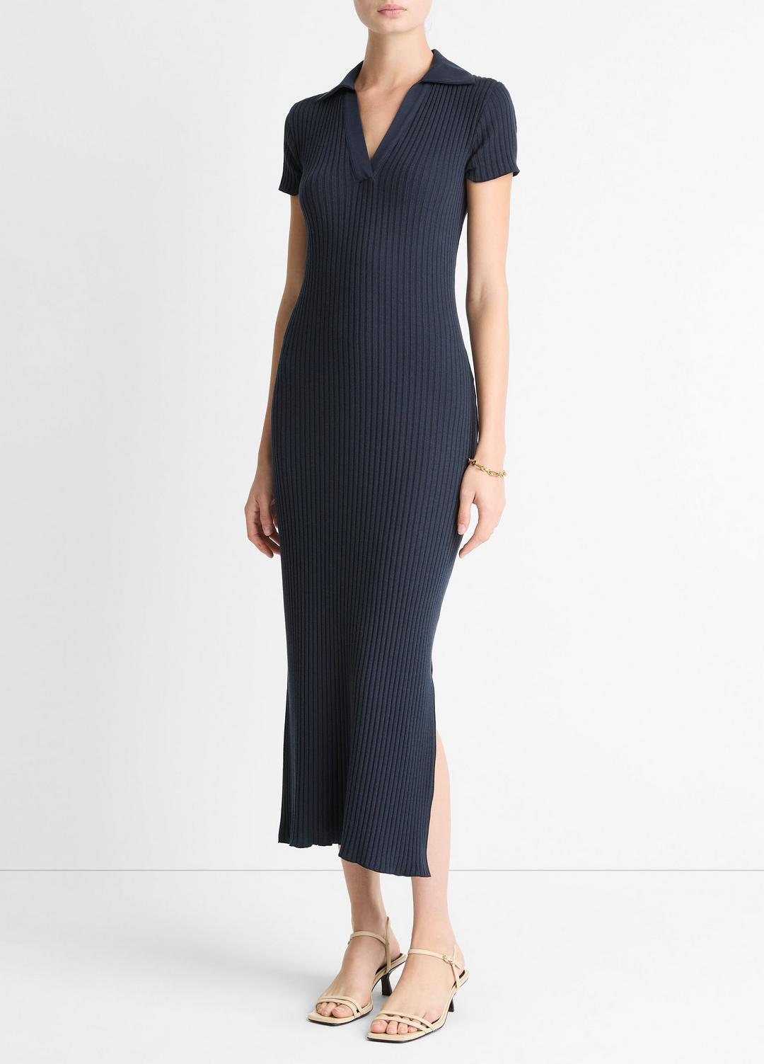 VINCE Value - Ribbed Cotton-Blend Polo Dress in Dresses