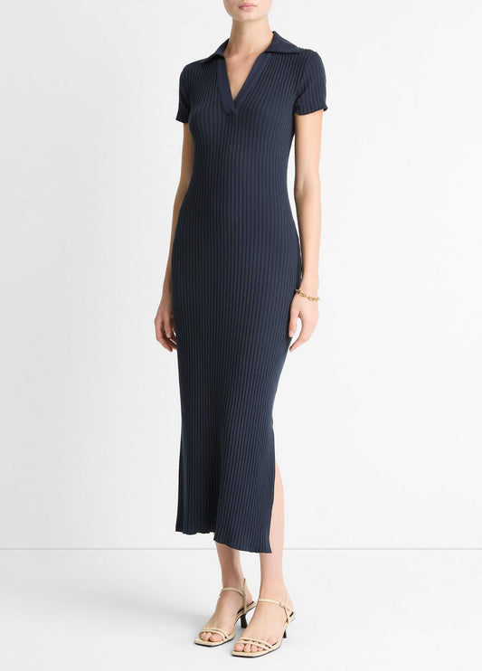 VINCE Value - Ribbed Cotton-Blend Polo Dress in Dresses