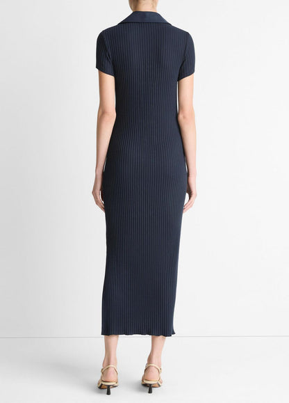 VINCE Value - Ribbed Cotton-Blend Polo Dress in Dresses