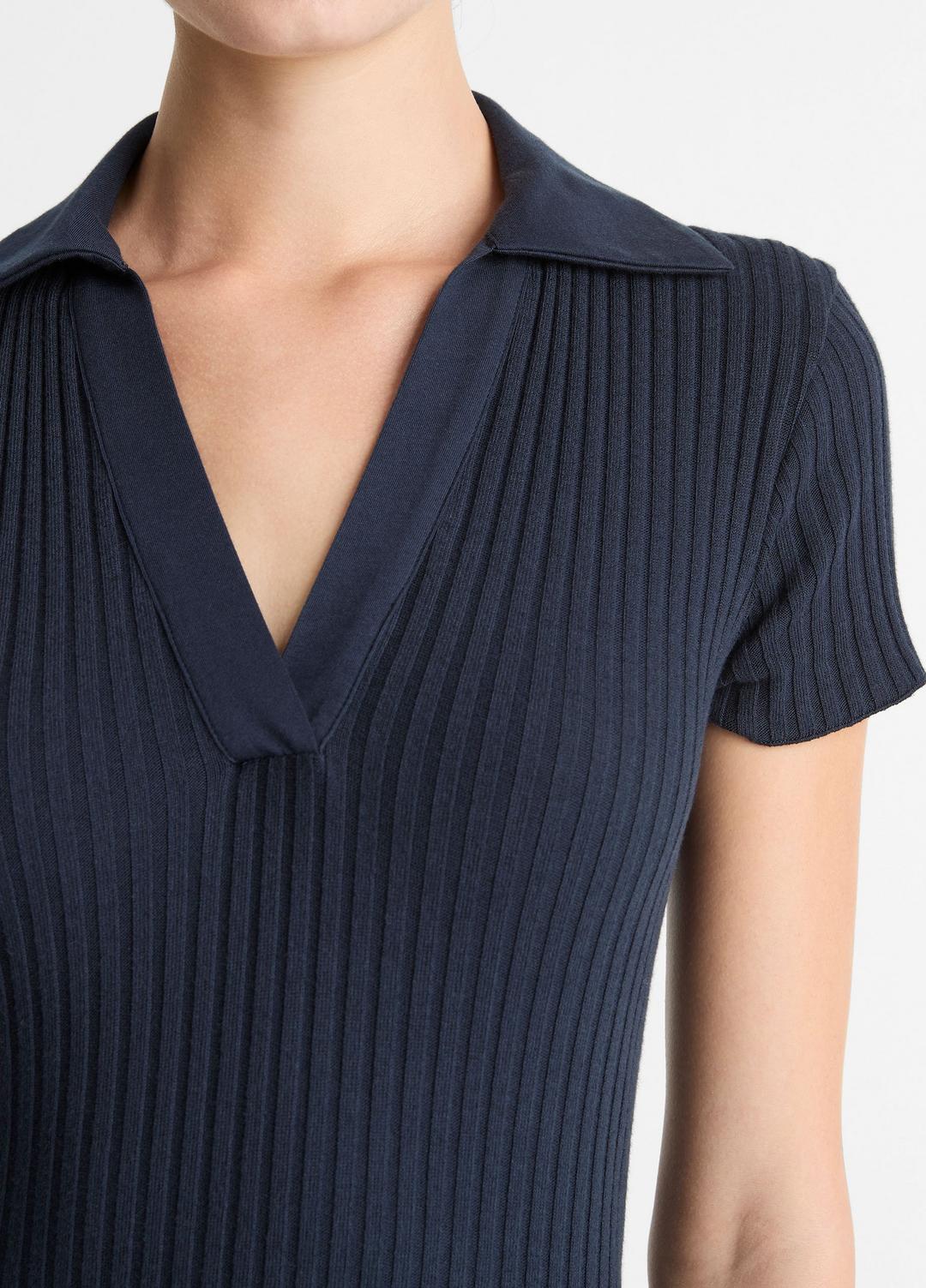 VINCE Value - Ribbed Cotton-Blend Polo Dress in Dresses