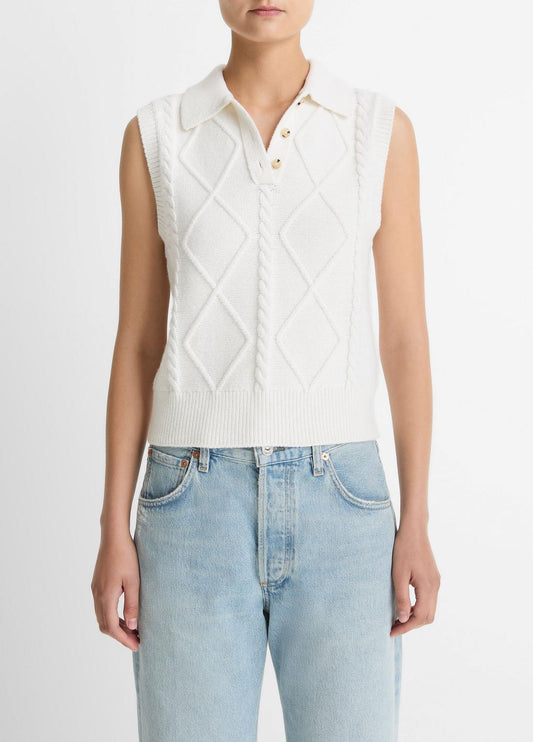 VINCE Great Value - Cable-Knit Wool & Cotton-Blend Sweater Vest in V-Neck