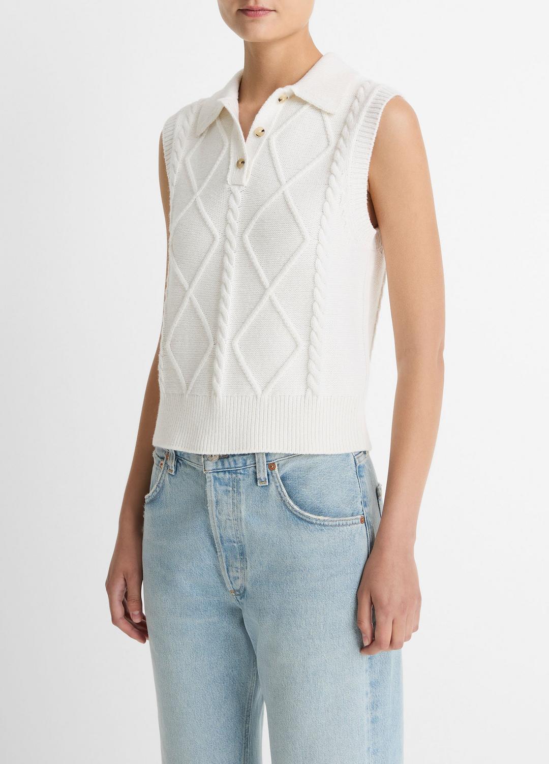 VINCE Great Value - Cable-Knit Wool & Cotton-Blend Sweater Vest in V-Neck
