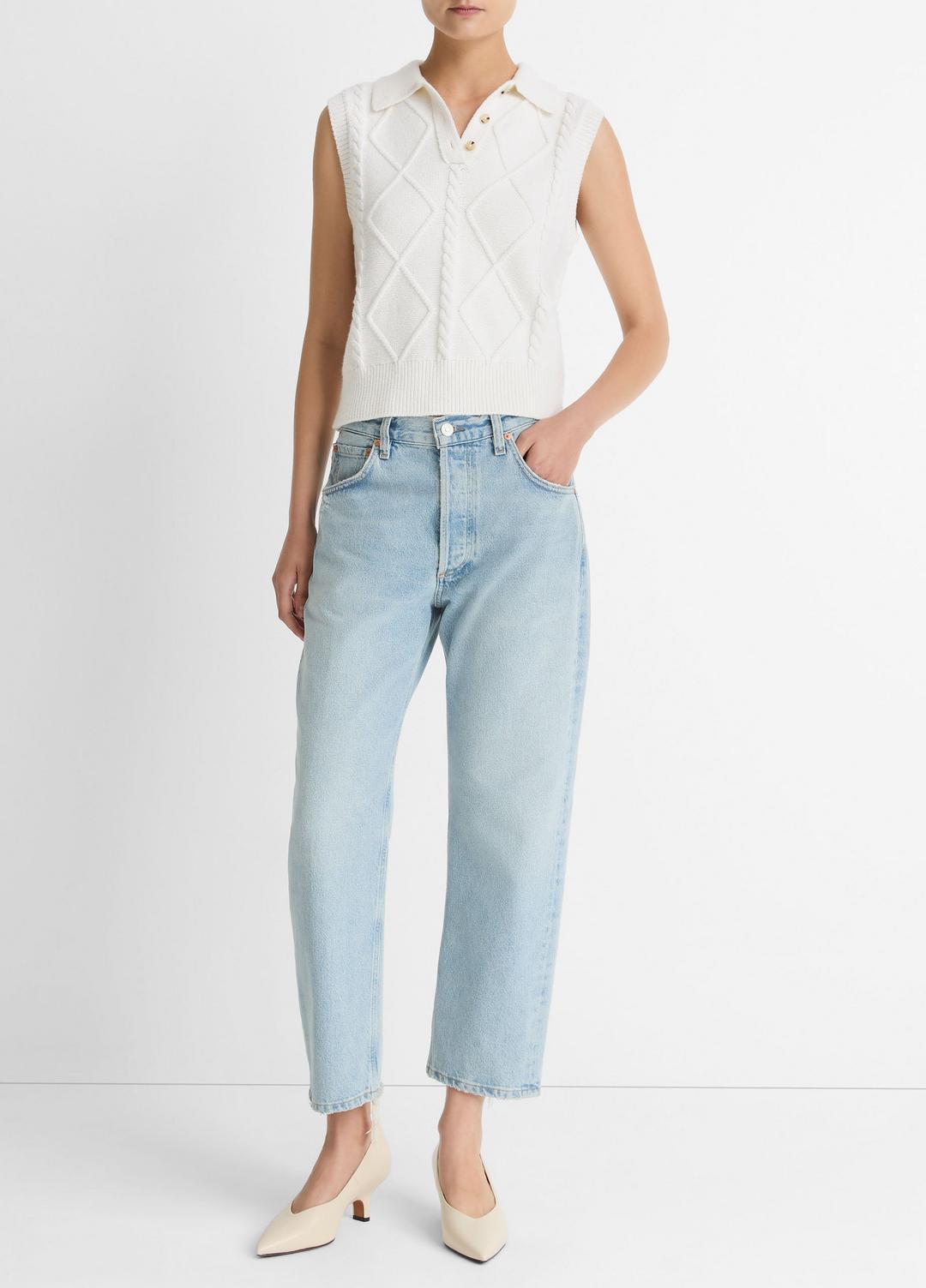 VINCE Great Value - Cable-Knit Wool & Cotton-Blend Sweater Vest in V-Neck