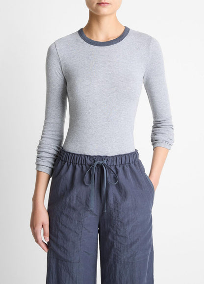 VINCE Recommended - Tipped Heathered Pima Cotton-Blend Long-Sleeve T-Shirt in Long Sleeve