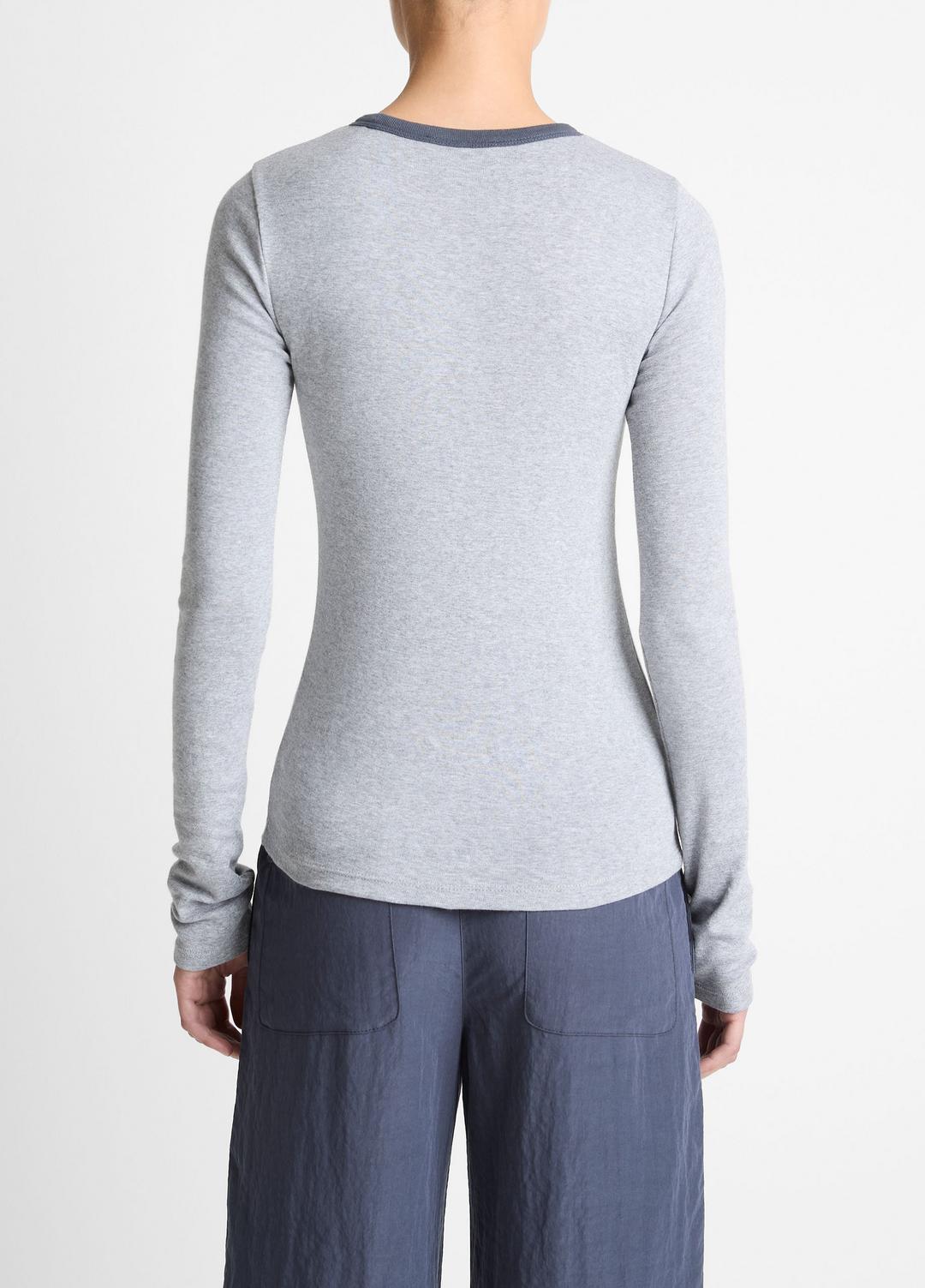 VINCE Recommended - Tipped Heathered Pima Cotton-Blend Long-Sleeve T-Shirt in Long Sleeve