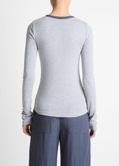 VINCE Recommended - Tipped Heathered Pima Cotton-Blend Long-Sleeve T-Shirt in Long Sleeve