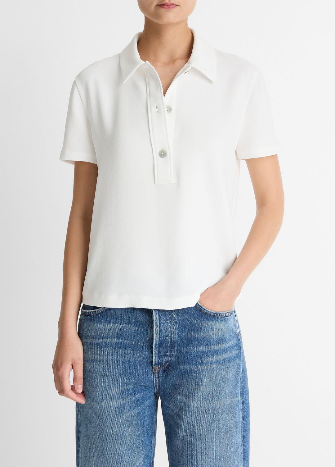 VINCE Customer Favorite - Crepe Polo Shirt in Short Sleeve