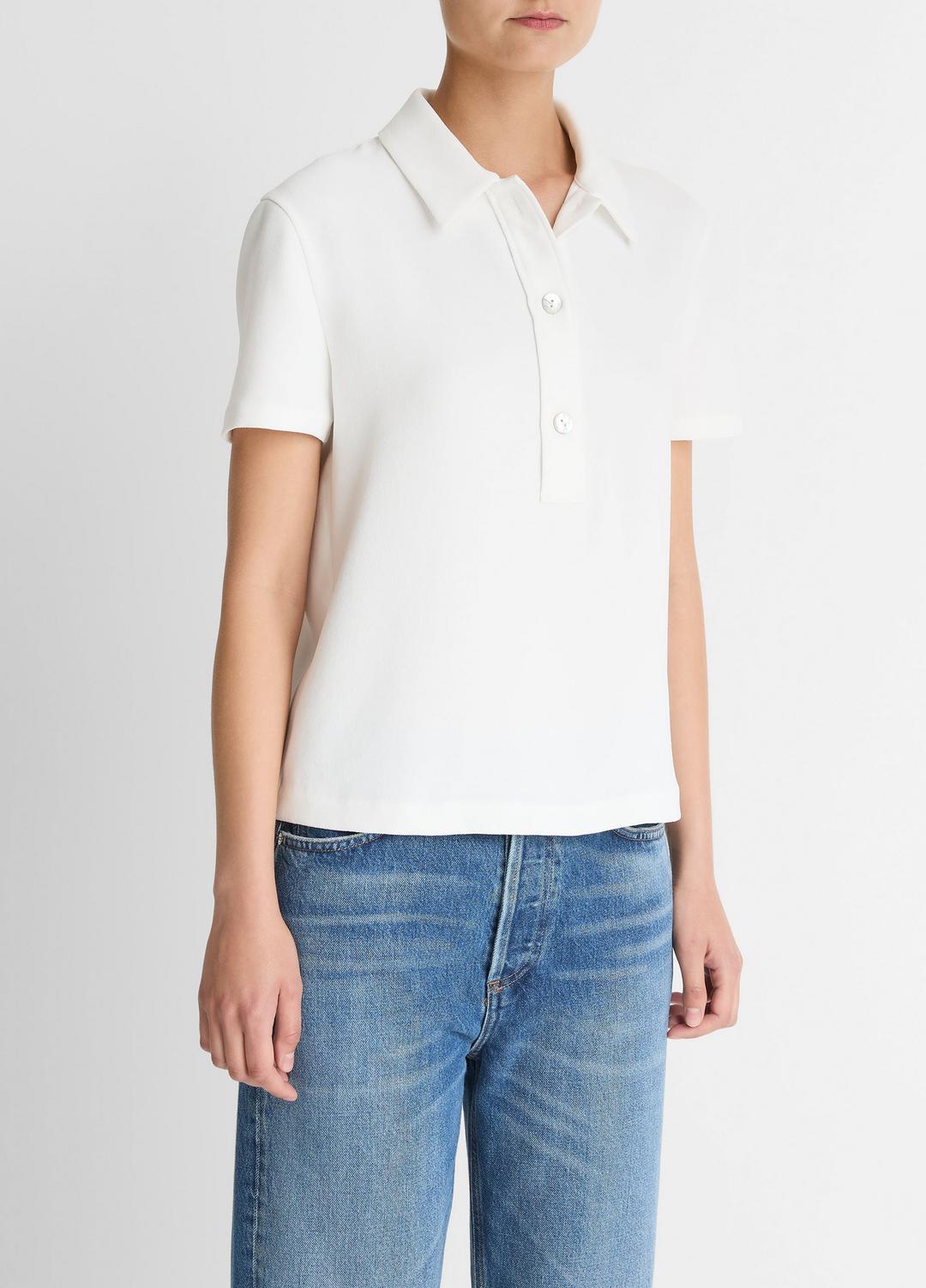 VINCE Customer Favorite - Crepe Polo Shirt in Short Sleeve