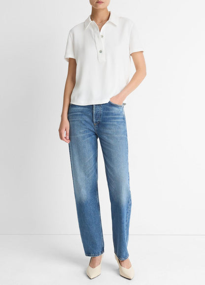 VINCE Customer Favorite - Crepe Polo Shirt in Short Sleeve