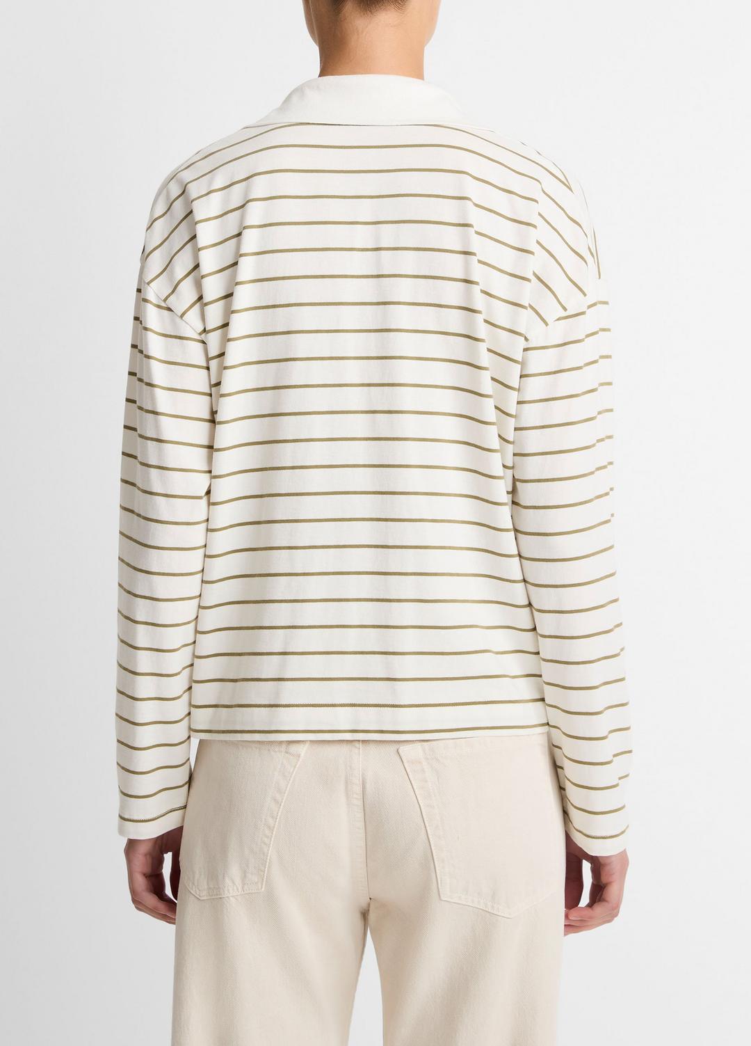 VINCE Recommended - Striped Cotton Long-Sleeve Polo Shirt in Long Sleeve