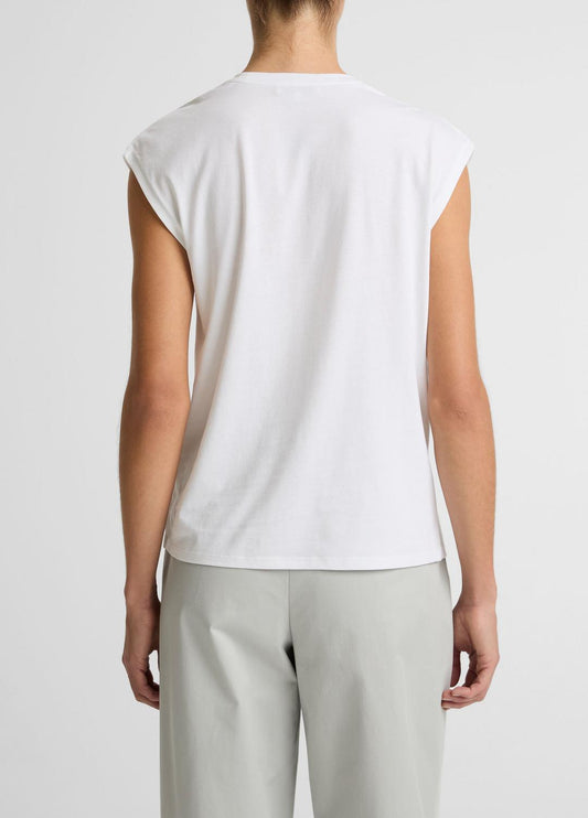 VINCE Value - Pima Cotton-Blend Draped Relaxed Top in Tank Tops