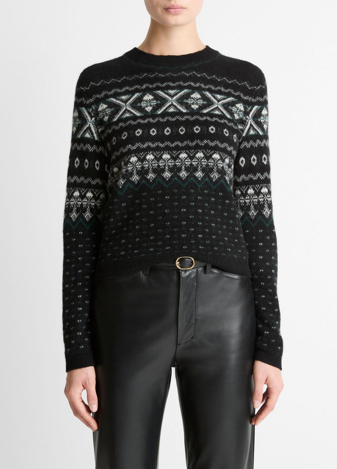 VINCE Quality - Fair Isle Plush Cashmere Sweater in Crew Neck