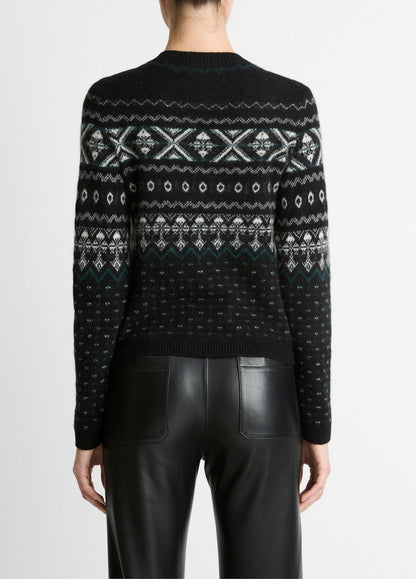 VINCE Quality - Fair Isle Plush Cashmere Sweater in Crew Neck
