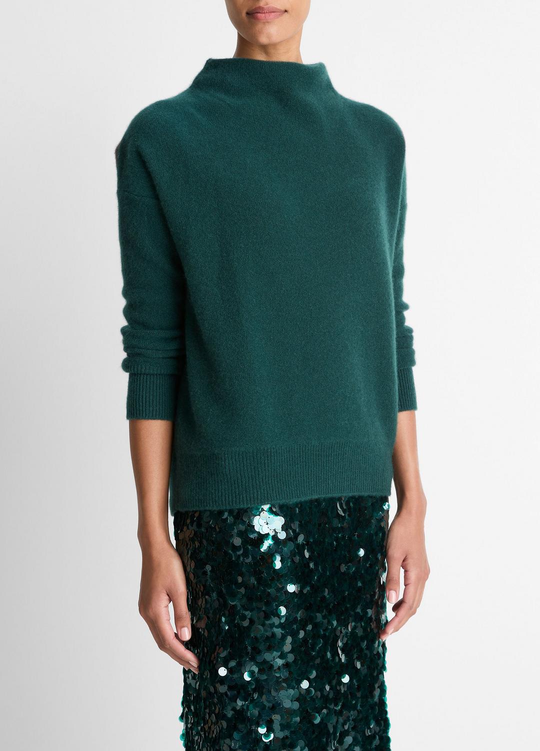VINCE Best Seller - Plush Cashmere Funnel-Neck Sweater in Turtleneck