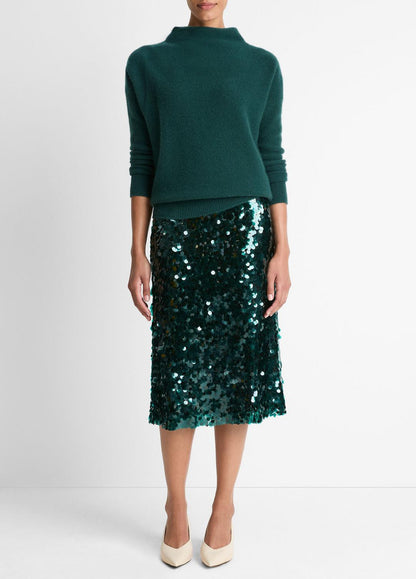 VINCE Best Seller - Plush Cashmere Funnel-Neck Sweater in Turtleneck