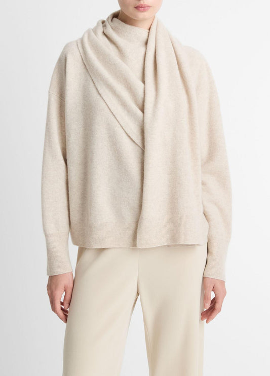 VINCE Latest - Draped-Shawl Wool-Cashmere Sweater in Turtleneck