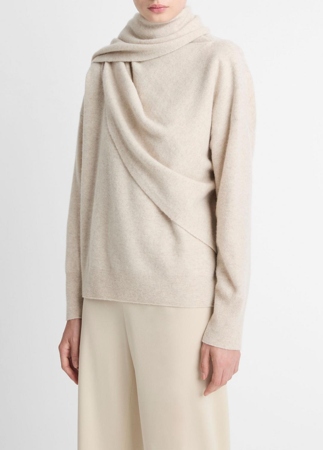 VINCE Latest - Draped-Shawl Wool-Cashmere Sweater in Turtleneck