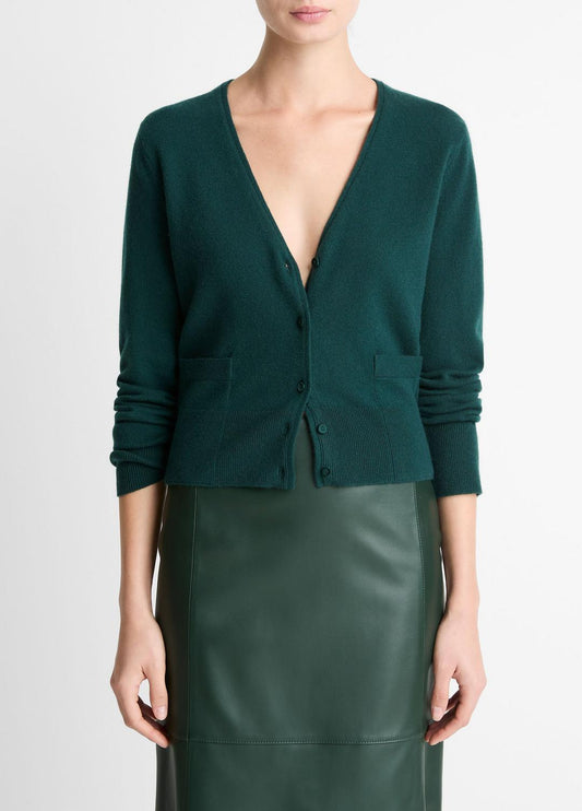 VINCE Premium - Satin-Trim Wool & Cashmere-Blend Cardigan in Cardigans