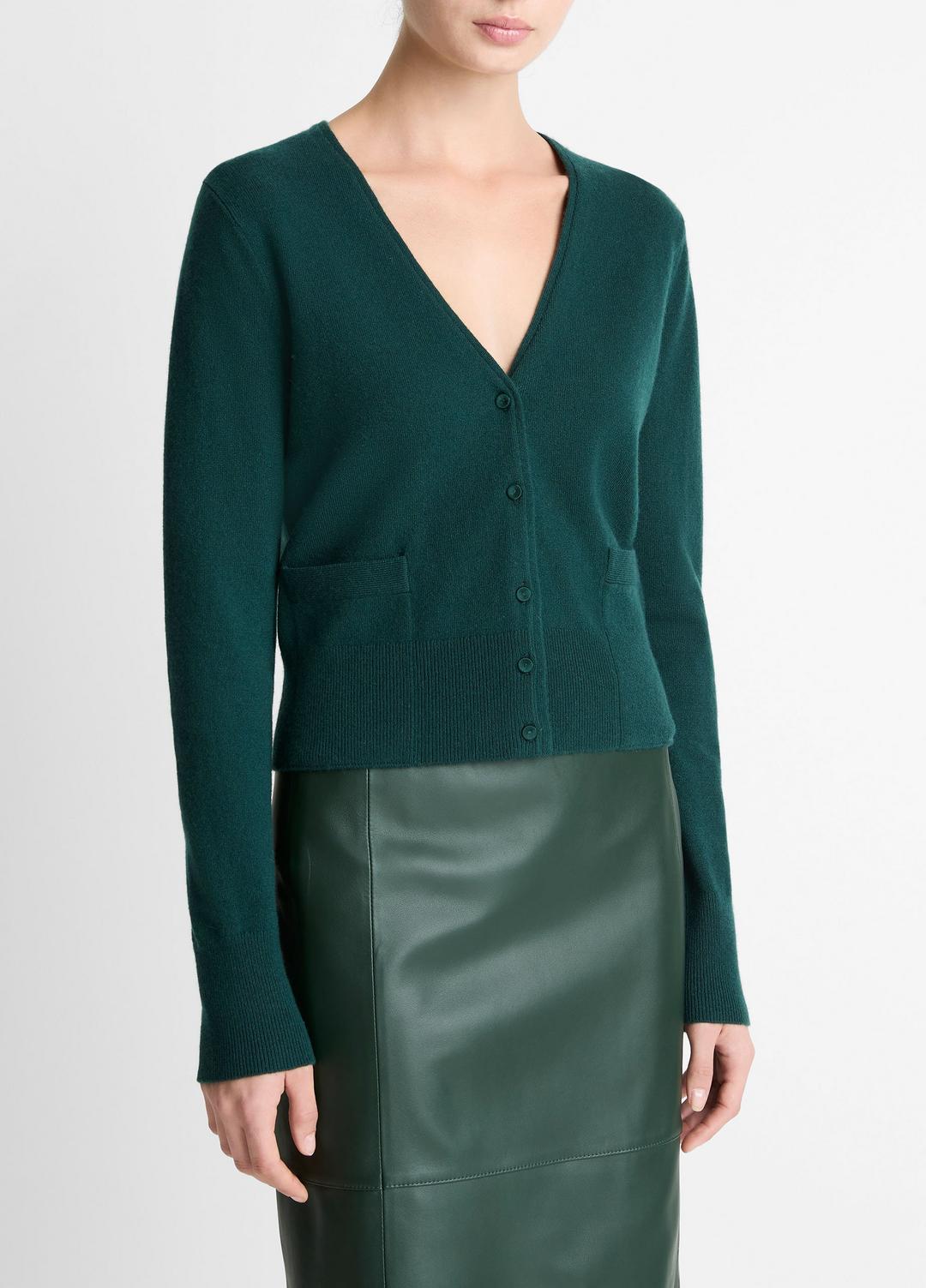 VINCE Premium - Satin-Trim Wool & Cashmere-Blend Cardigan in Cardigans