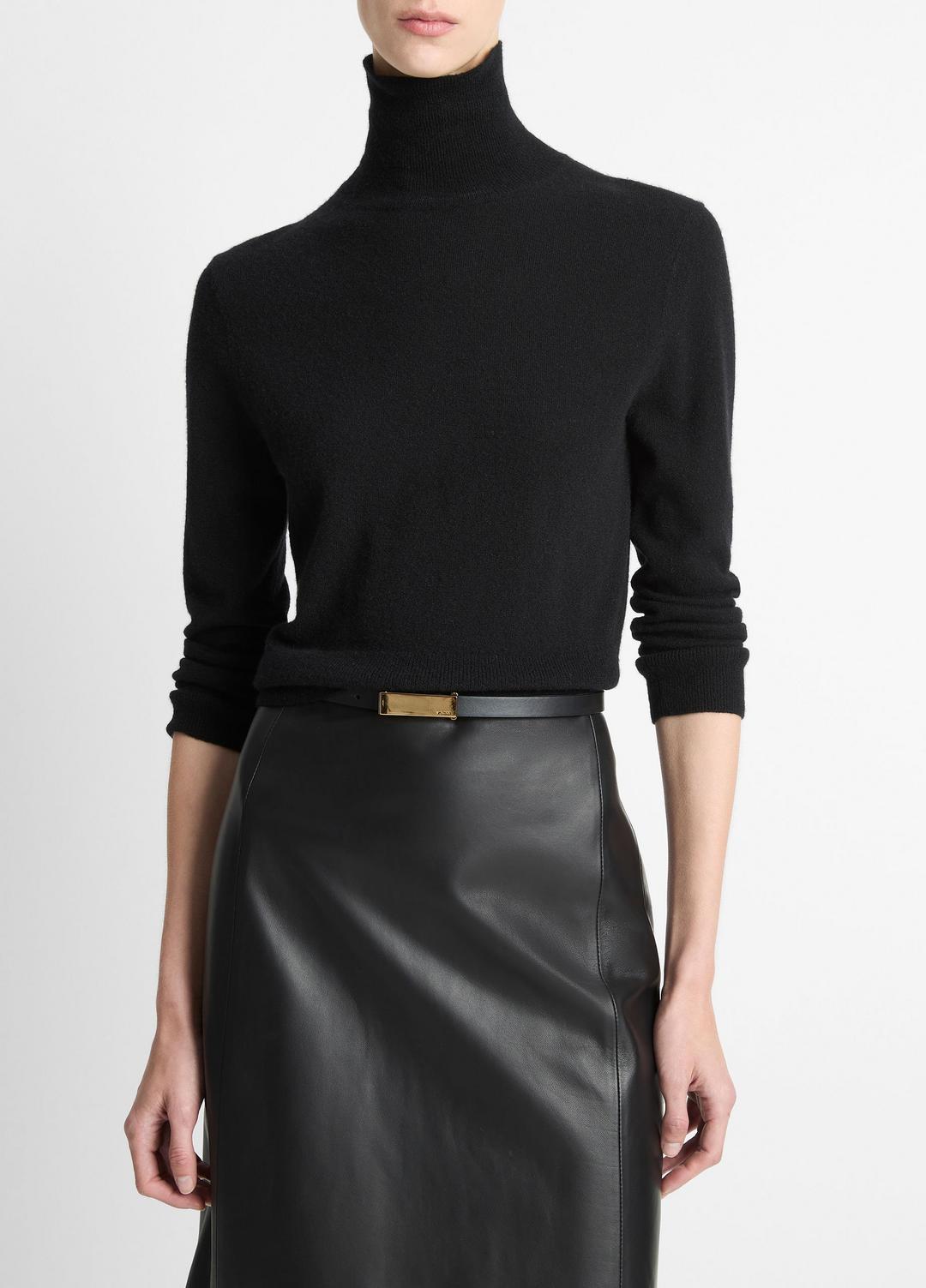VINCE Popular - Cashmere-Silk Three-Quarter-Sleeve Mock-Neck Sweater in Turtleneck