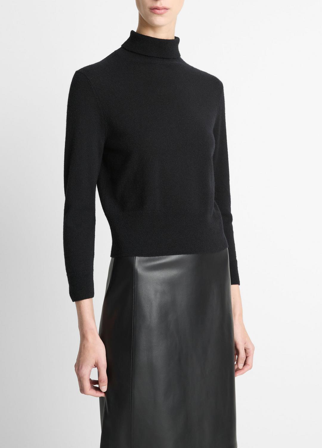 VINCE Popular - Cashmere-Silk Three-Quarter-Sleeve Mock-Neck Sweater in Turtleneck