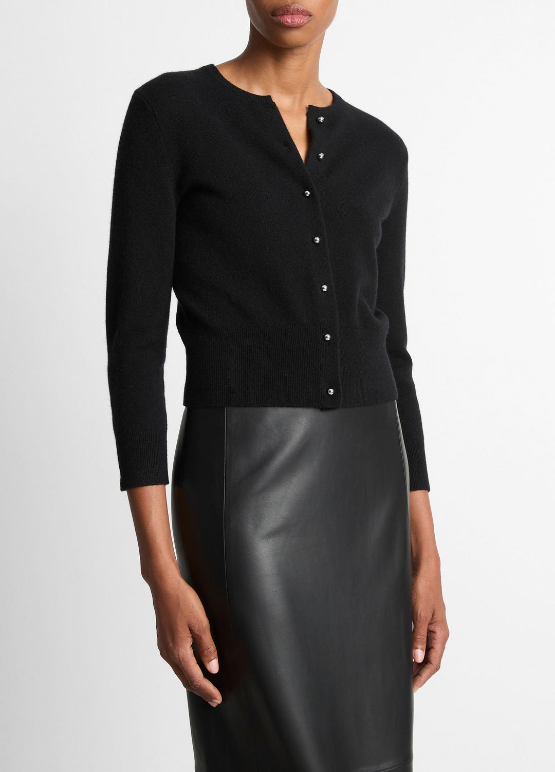 VINCE Recommended - Metal-Button Wool & Cashmere-Blend Cardigan in Cardigans