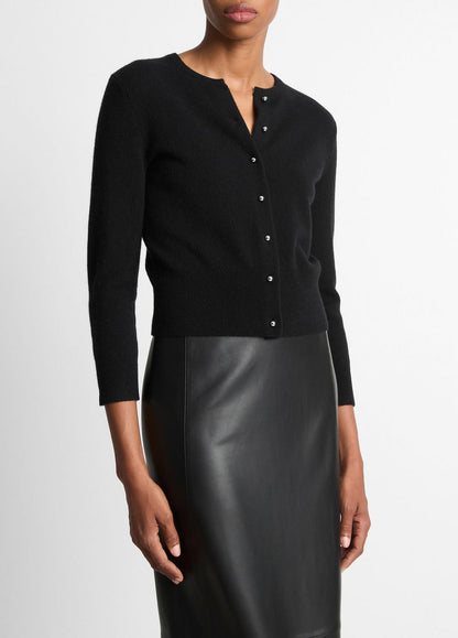 VINCE Recommended - Metal-Button Wool & Cashmere-Blend Cardigan in Cardigans