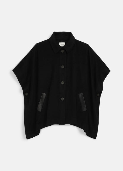 VINCE Featured - Leather-Trim Wool Cape in Accessories