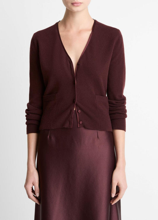 VINCE Quality - Satin-Trim Wool & Cashmere-Blend Cardigan in Cardigans