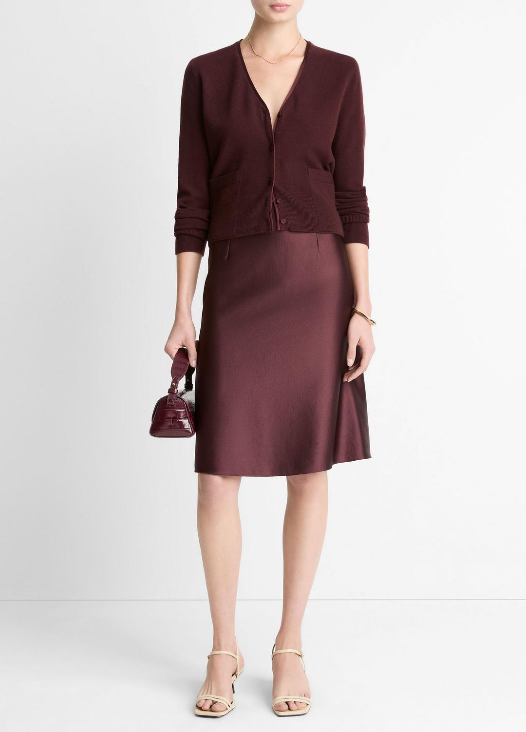 VINCE Quality - Satin-Trim Wool & Cashmere-Blend Cardigan in Cardigans