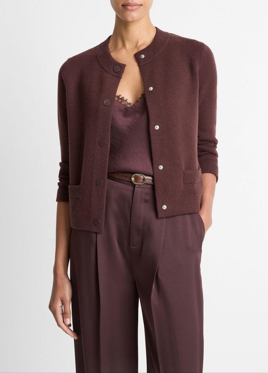 VINCE Popular - Wool-Blend Shrunken Snap Cardigan in Cardigans