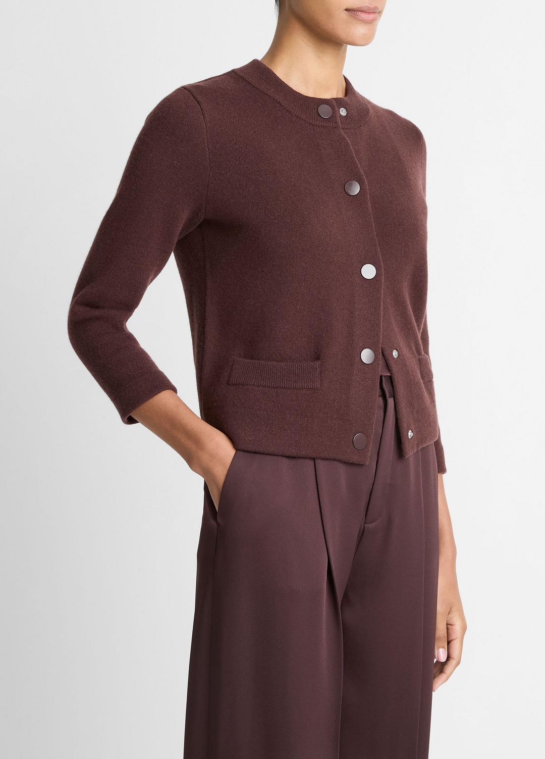 VINCE Popular - Wool-Blend Shrunken Snap Cardigan in Cardigans