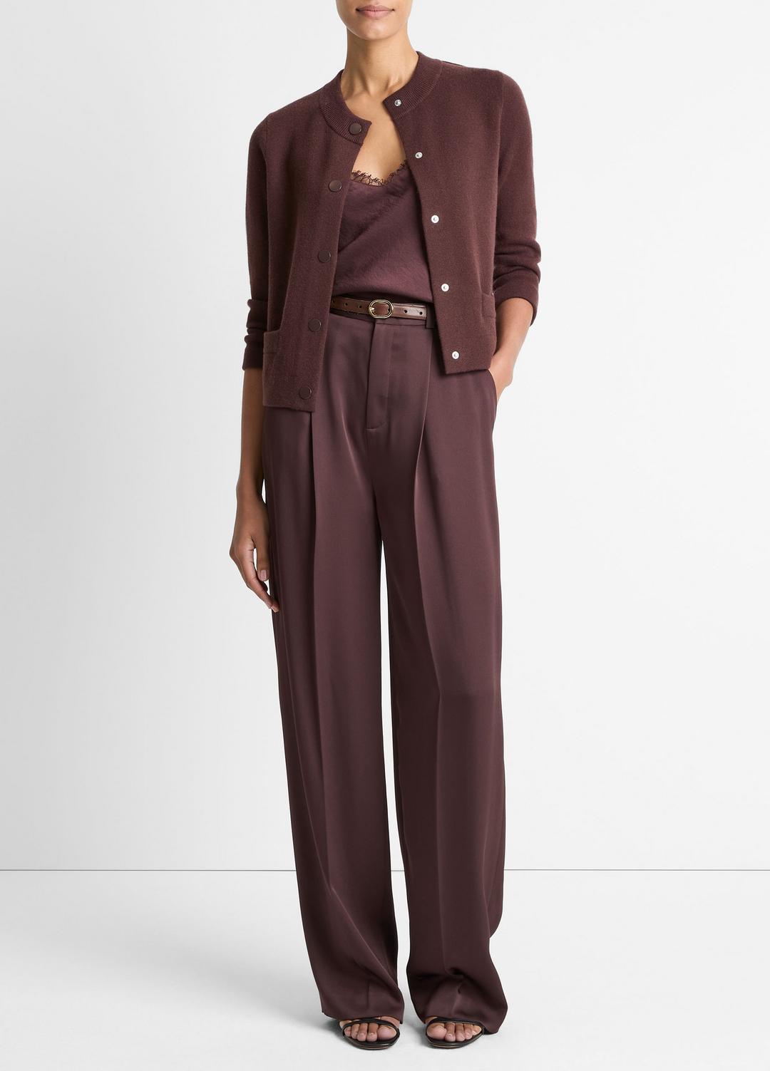 VINCE Popular - Wool-Blend Shrunken Snap Cardigan in Cardigans